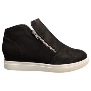 Women’s Black Wedge Sneaker with Side Zip